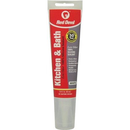 RED DEVIL 0 Silicone Sealant, White, 24 hr Curing, 60 to 400 deg F, 28 oz Tube 883